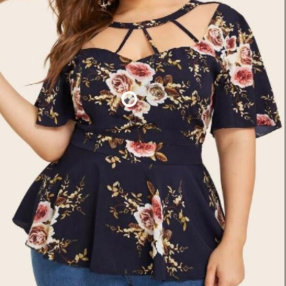 Plus Size Shein Top in Navy and Yellow both 4X - Picture 5 of 8